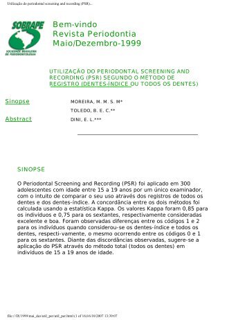 Utilização do periodontal screening and ... - Revista Sobrape