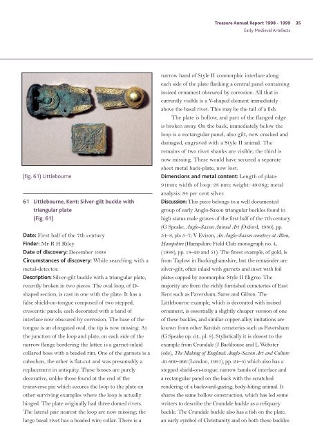 Treasure Annual Report 1998-1999 - Portable Antiquities Scheme