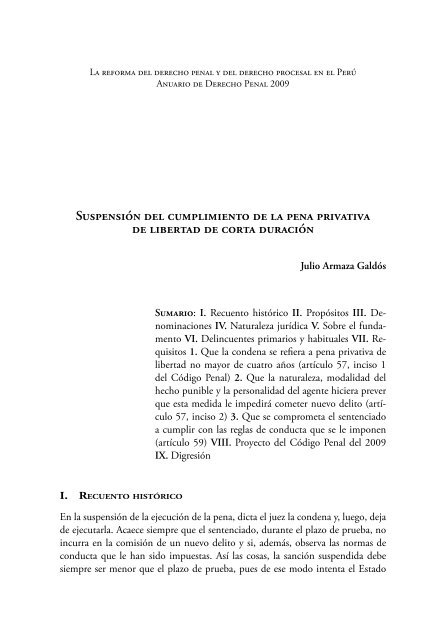 Suspensión del cumplimiento de la pena privativa de libertad de ...