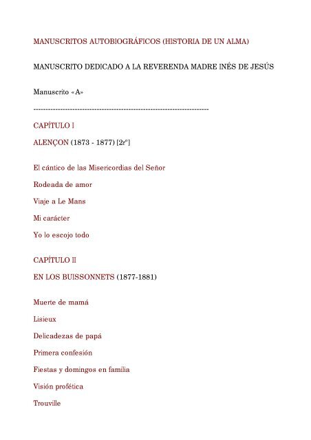Manuscritos Autobiograficos Historia De Un Alma Catholic Net
