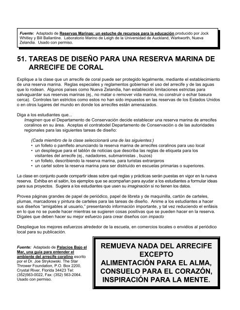 Tareas para el Diseño de una Reserva de Arrecife de Coral