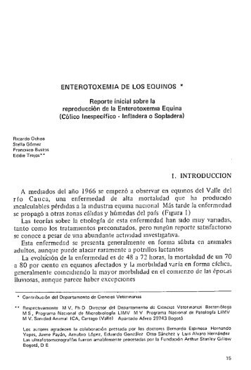 ENTEROTOXEMIA DE LOS EQUINOS * I. INTRODUCCION - Corpoica