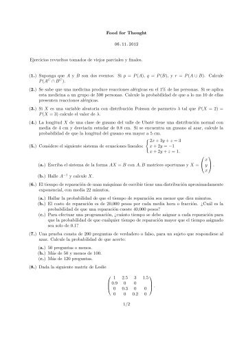 Food for Thought 06.11.2012 Ejercicios revueltos tomados de viejos ...