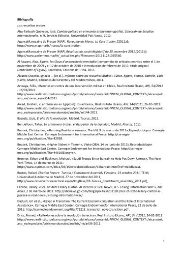 1 Bibliografia Las revueltas árabes Abu-Tarbush Quevedo, José ...