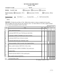 BVSD Literacy Running Record Sheet - Todi