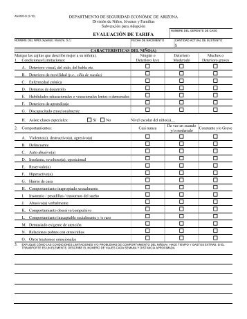 Rate Evaluation (Spanish) - Arizona Department of Economic Security