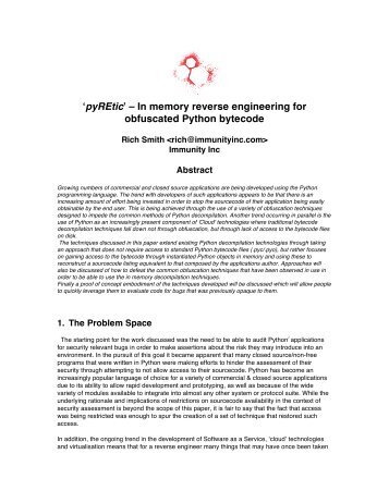 ʻpyREticʼ – In memory reverse engineering for obfuscated Python bytecode