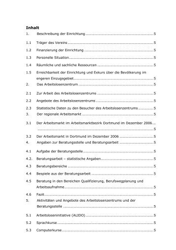 Jahresbericht 2006 pdf - Arbeitslosenzentrum Dortmund ev