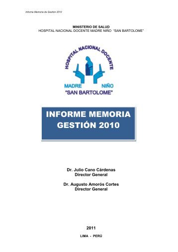 informe memoria gestión 2010 - Hospital Nacional Docente Madre ...
