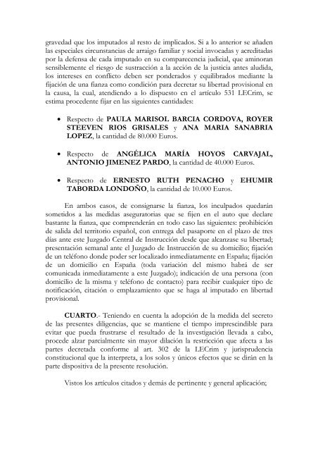 2010-10-04 auto prisión incondicional y con fianzas. DPA ... - El País