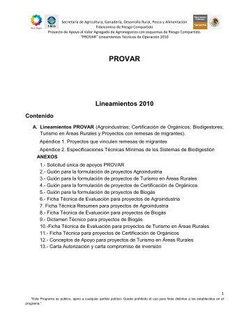 Lineamientos Provar 2010 - Firco