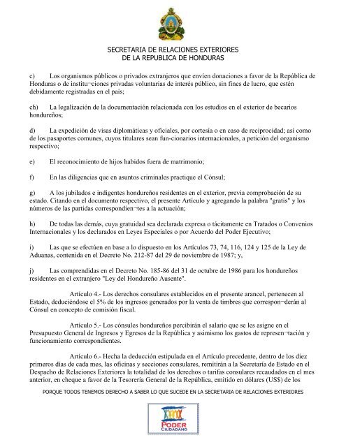 Ley del Arancel Consular - Secretaría de Relaciones Exteriores de ...