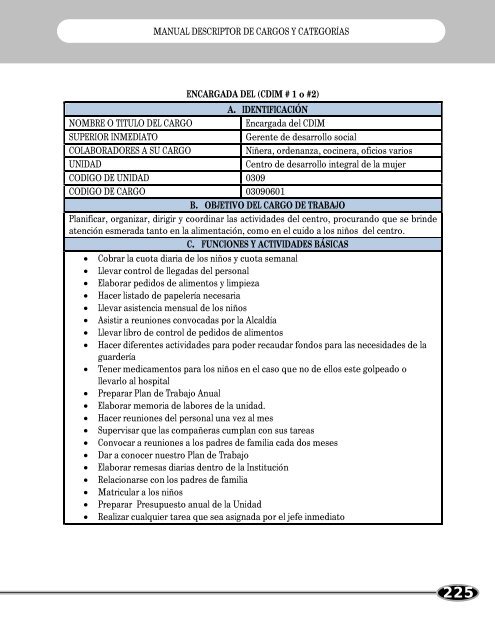 Manual Descriptor de Cargos y Categorias. - Alcaldía Municipal de ...
