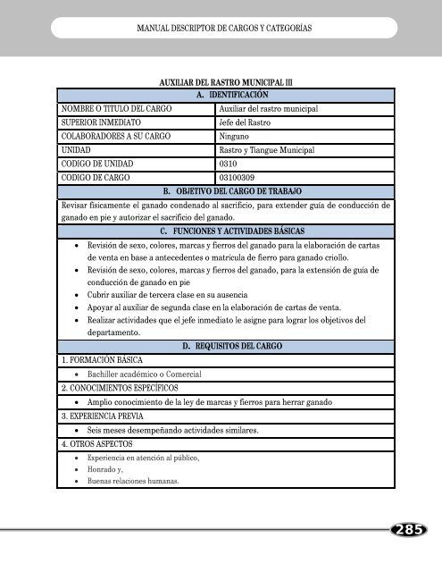 Manual Descriptor de Cargos y Categorias. - Alcaldía Municipal de ...