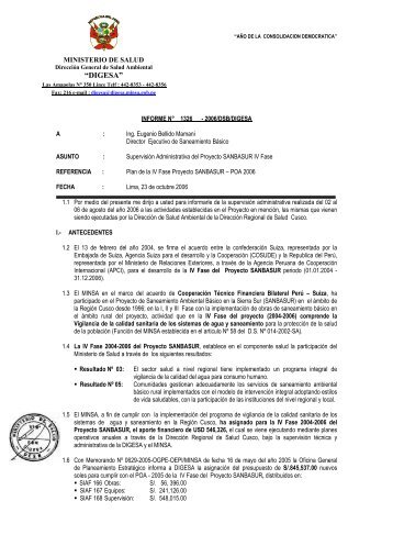 Informe N° 1326 - 2006/DSB/DIGESA - Dirección General de Salud ...