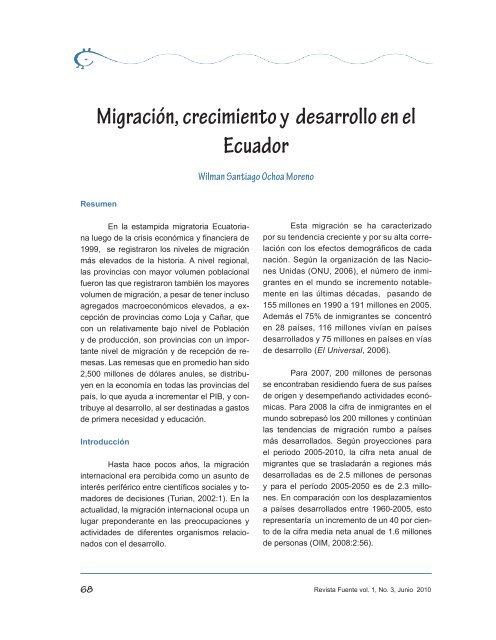 Migración, crecimiento y desarrollo en el Ecuador - Revista Fuente