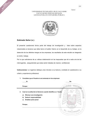 Estimado Señor (a ): - Universidad Tecnológica de El Salvador