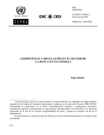 COMPETENCIA Y REGULACIÓN EN EL SECTOR DE LA ... - Cepal