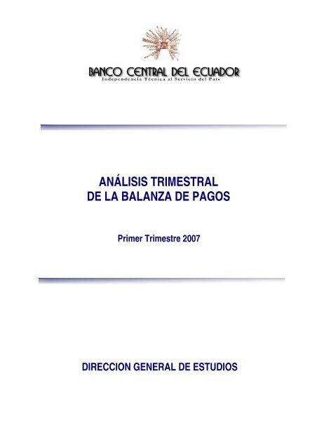 análisis trimestral de la balanza de pagos - Banco Central del Ecuador