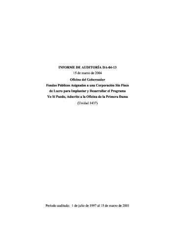 INFORME DE AUDITORÍA DA-04-13 15 de marzo de 2004 Oficina ...
