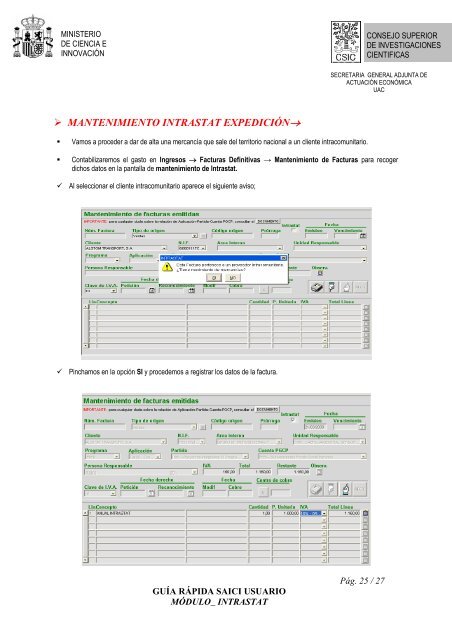 Manual de usuario - Ejercicios SAICI