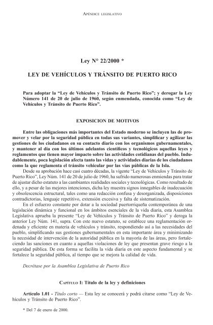 Ley de Vehículos y Tránsito de Puerto Rico - Martin Diego Pirota