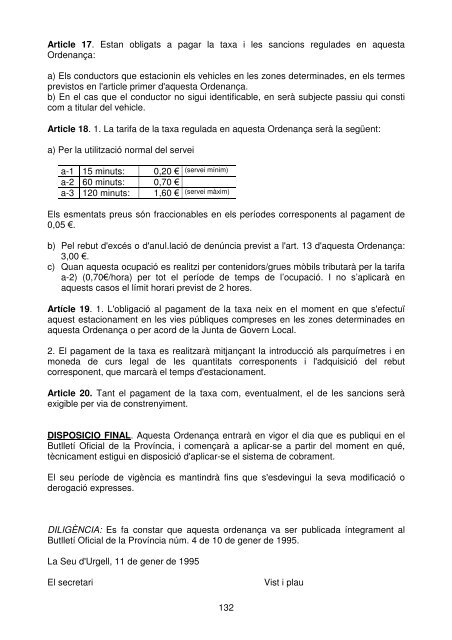 Ordenança - Ajuntament de la Seu d'Urgell