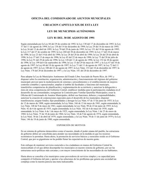 Ley de Municipios Autonomos.pdf - Portal Gobierno.PR - Gobierno ...