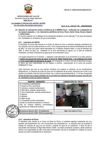 Informe N° 599 - 2006/DSB/DIGESA - Dirección General de Salud ...