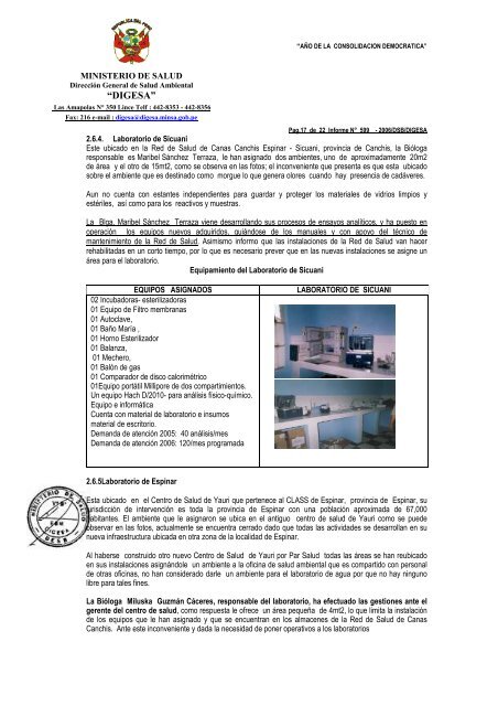 Informe N° 599 - 2006/DSB/DIGESA - Dirección General de Salud ...