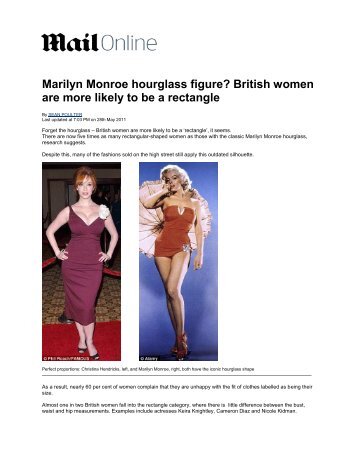 Marilyn Monroe hourglass figure? British women are more ... - Alvanon