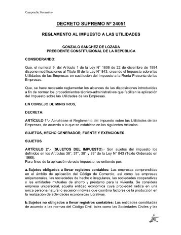 decreto supremo nº 24051 reglamento al impuesto ... - CAMEX Bolivia
