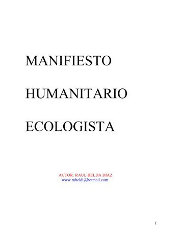 MANIFIESTO HUMANITARIO ECOLOGISTA - Bookandyou
