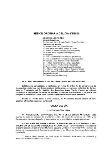Plenos Municipales 2000 - Ajuntament de L'Alcora