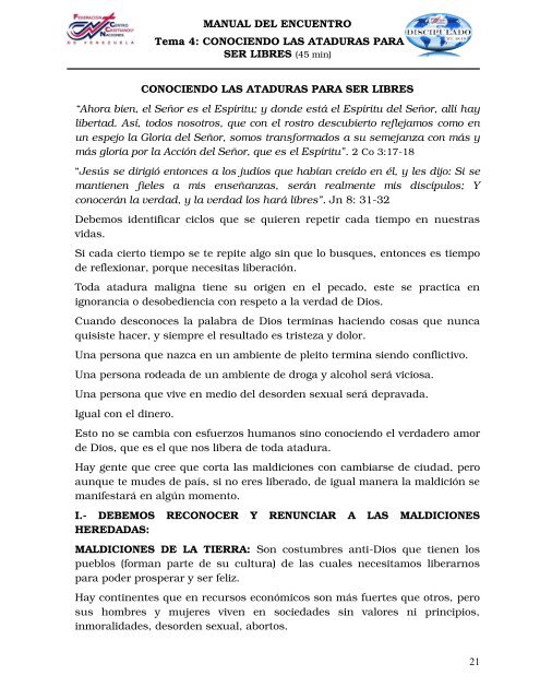 MANUAL DEL ENCUENTRO - Federación Centro Cristiano para las ...