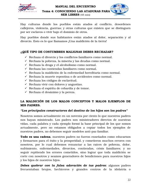 MANUAL DEL ENCUENTRO - Federación Centro Cristiano para las ...