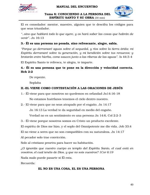 MANUAL DEL ENCUENTRO - Federación Centro Cristiano para las ...