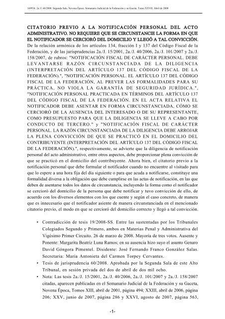 citatorio previo a la notificación personal del acto administrativo. no ...