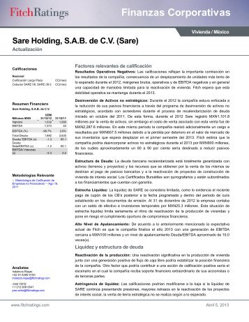 Sare Holding, SAB de CV - Fitch México