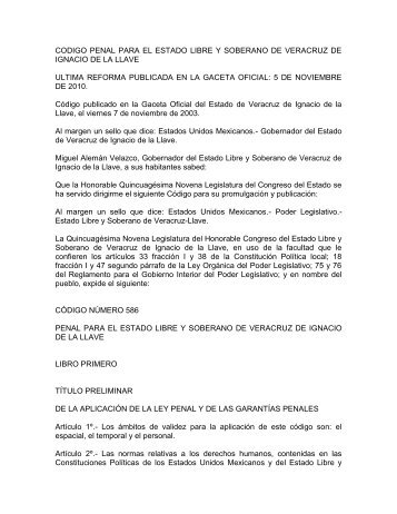 CODIGO PENAL PARA EL ESTADO LIBRE Y SOBERANO ... - Inegi