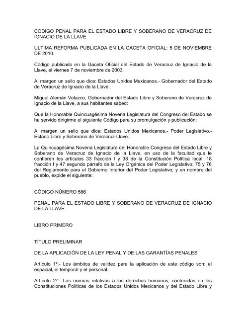 CODIGO PENAL PARA EL ESTADO LIBRE Y SOBERANO Inegi