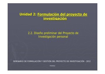 Unidad 2: Formulación del proyecto de investigación