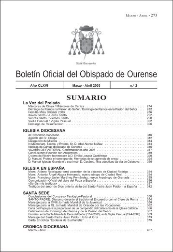 boletin marzo abril - Diocese de Ourense