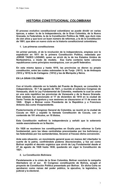 HISTORIA CONSTITUCIONAL COLOMBIANA.pdf - Universidad Libre