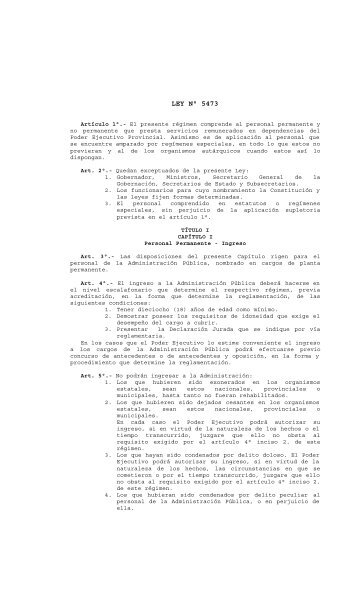 Ley N° 5473 - Sitio Oficial de la Provincia de Tucumán