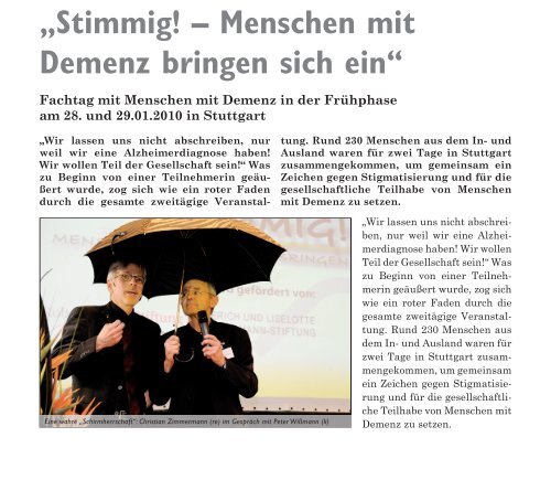 âStimmig! â Menschen mit Demenz bringen sich einâ