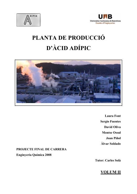 PLANTA DE PRODUCCIÓ D'ÀCID ADÍPIC - Recercat