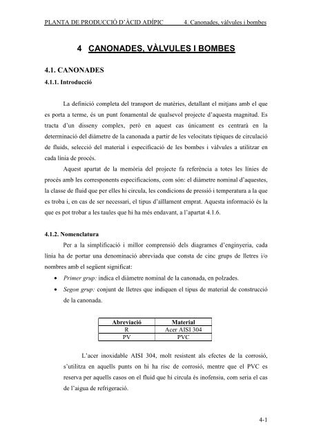 PLANTA DE PRODUCCIÓ D'ÀCID ADÍPIC - Recercat