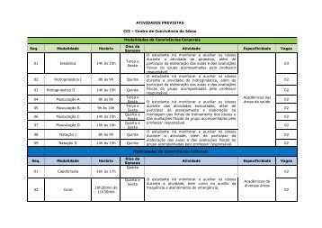 ATIVIDADES PREVISTAS CCI – Centro de Convivência do Idoso ...