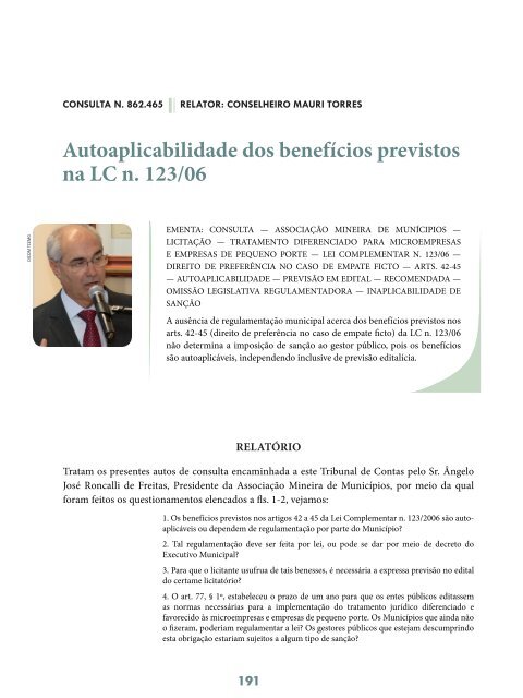Autoaplicabilidade dos benefícios previstos na LC ... - Revista do TCE